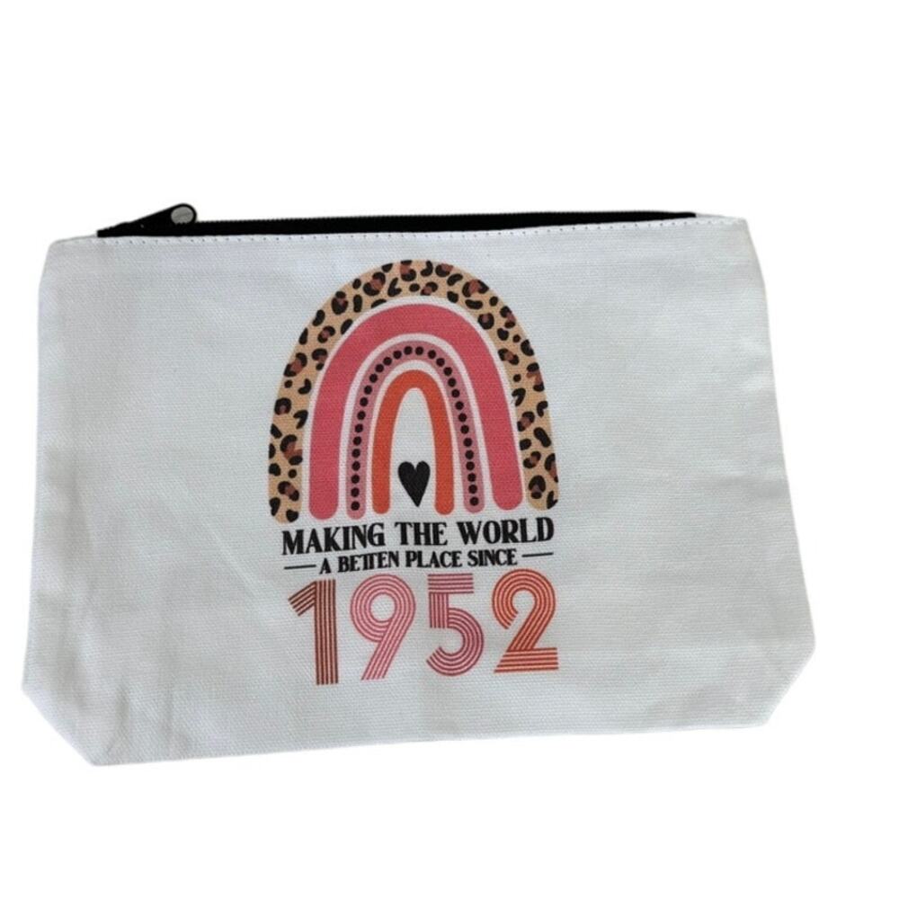 NWOT Women's Makeup Carryon Pencil Bag Birthday 1952 Rainbow